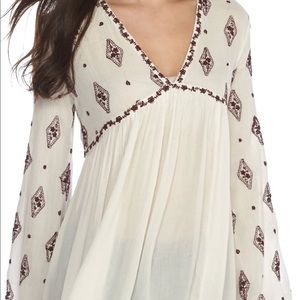 Free People Diamond Embroidered Bell Sleeve Tunic